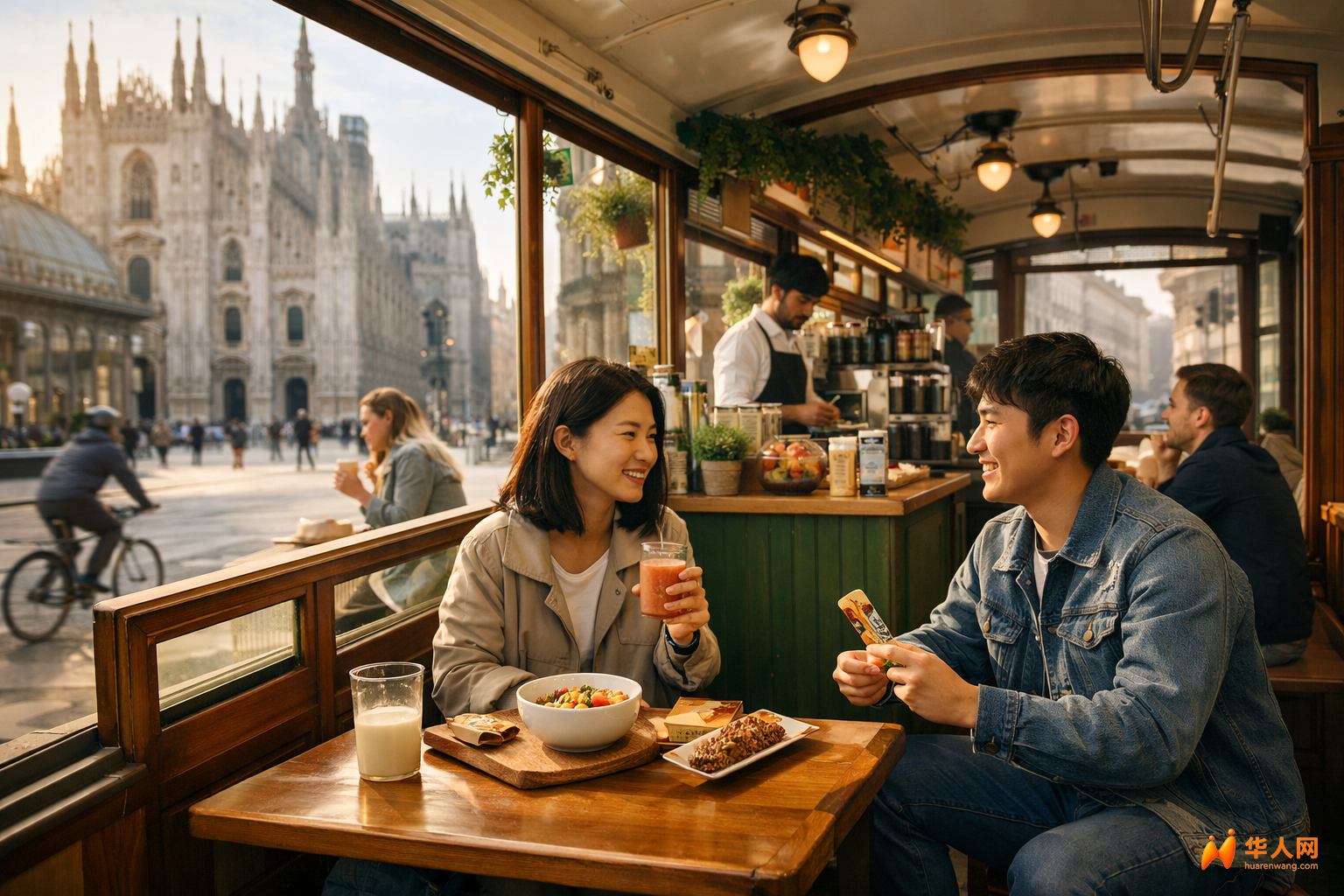 米兰街头跑起“早餐电车”，边通勤边吃健康早餐